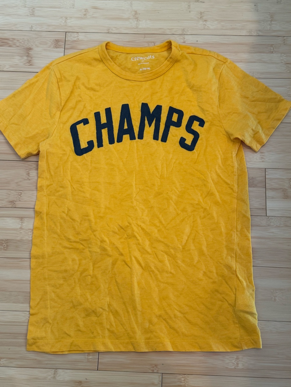 LIKE NEW! Crewcuts Kids Graphic Navy “Champs” Cotton Short Sleeve Tee Sz XL